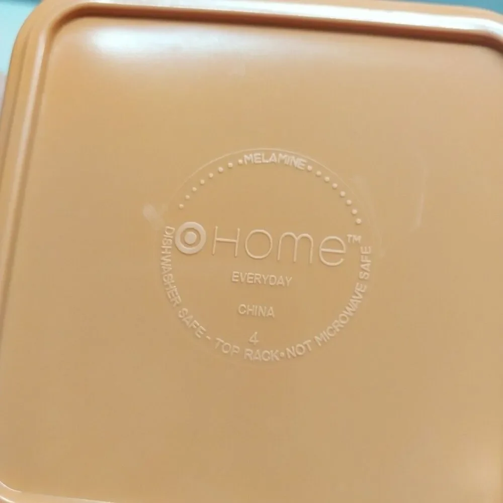 Target Home Everyday Melamine Square Bowls Set 4 Orange White 5.75